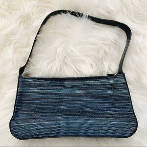 Di Sandro Navy Blue Striped Italian Shoulder Bag